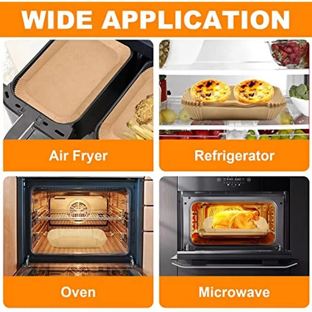 50/100pcs Disposable Air Fryer Paper Non-Stick Kitchen Baking Airfryer Mat Oilproof Micro-wave Barbecue Pad Baking Paper