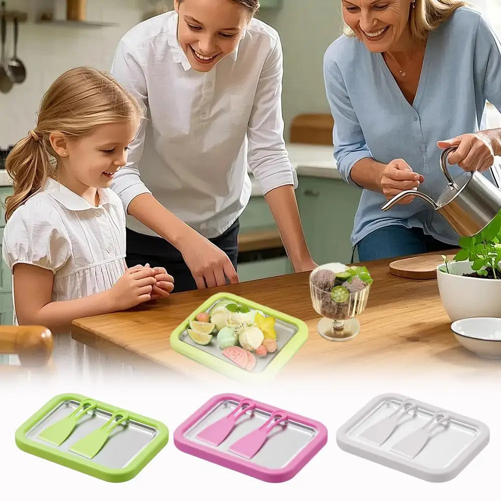 Multifunctional Rolled Ice Cream Maker - Cold Sweet Fried Ice Pan Tool DIY Household Frozen Yogurt Maker - For Homemade Dessert