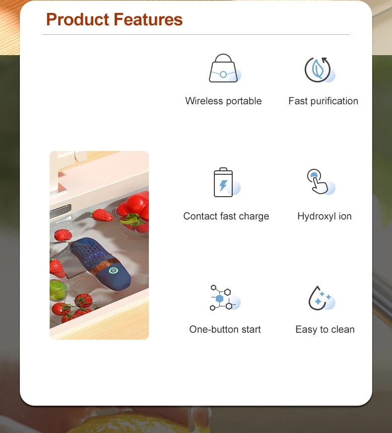 Fruit Vegetable Washing Machine Capsule Shape Wireless Food Purifier Household Pesticide Disinfection Vegetables Cleaner Machine