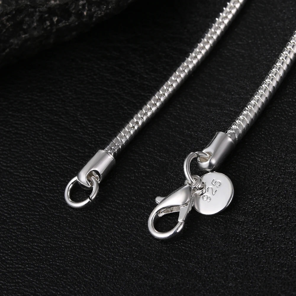 45-60cm Silver Color 1MM/2MM/3MM solid Snake Chain Necklace For Men Women Fashion Jewelry for pendant free shipping