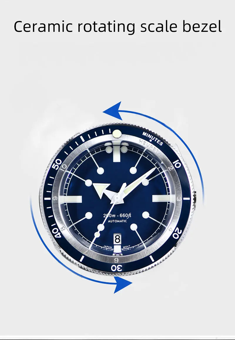 SEA KNIGHT Men Diving Watch 200M Waterproof C3 Luminous 316L Steel Mesh Belt Sapphire Crystal NH35A Automatic Mechanical Watch