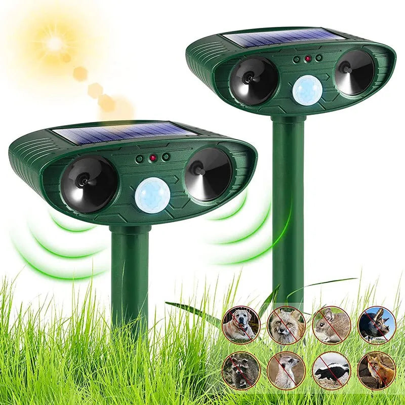 Solar Animal Repellant Ultrasonic Cat Dog Repellant Solar Powered Waterproof Animal Deterrent