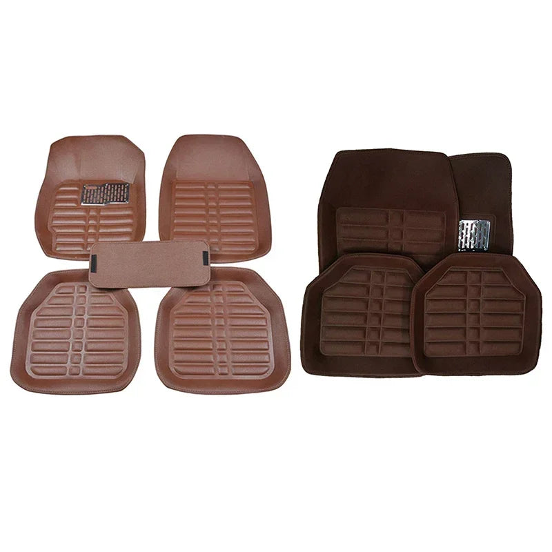 5pcs Premium Easy Clean Waterproof Auto Foot Pad Universal Waterproof PU Leather Durable Car Floor Mats Car Interior Accessorie