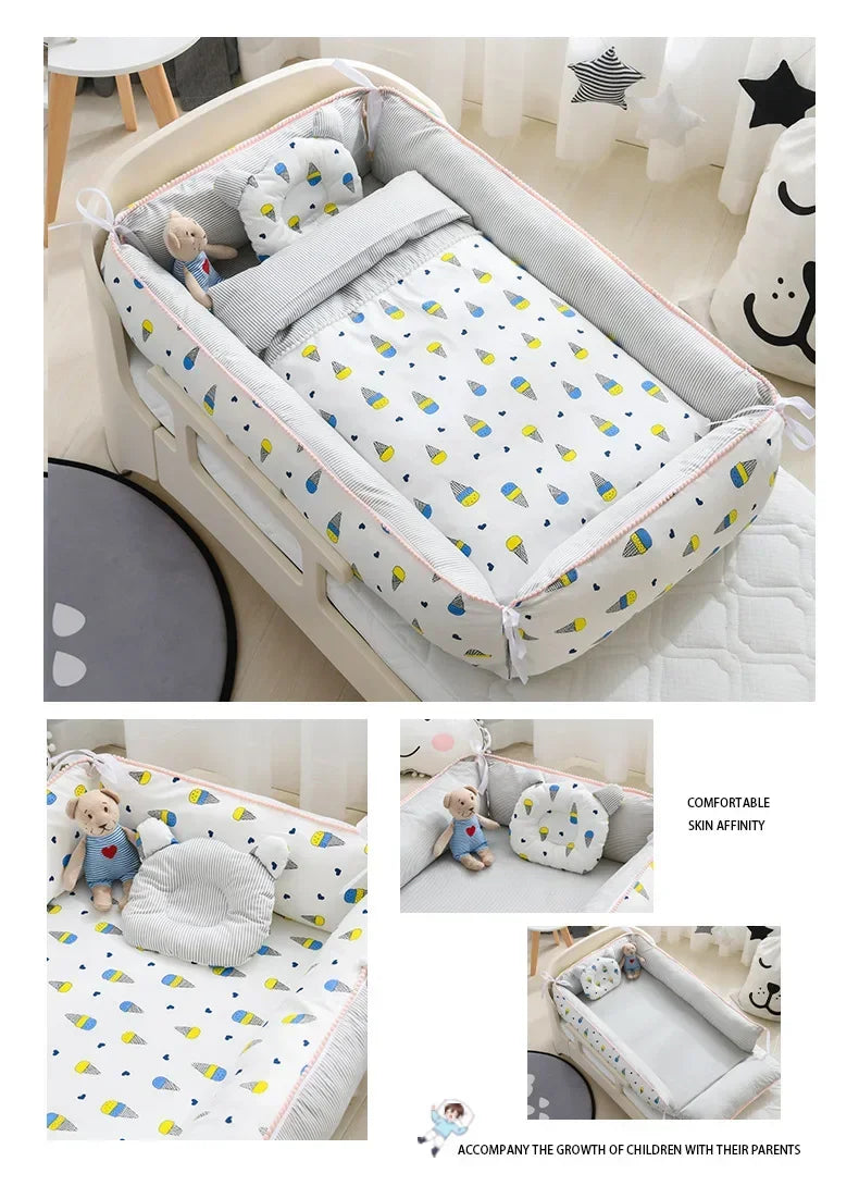 Newborn Bed Folding Baby Sleeping Nest Crib Travel Playpen Mattress Child Toddler Playpens Photography Cama Bebe with Pillow