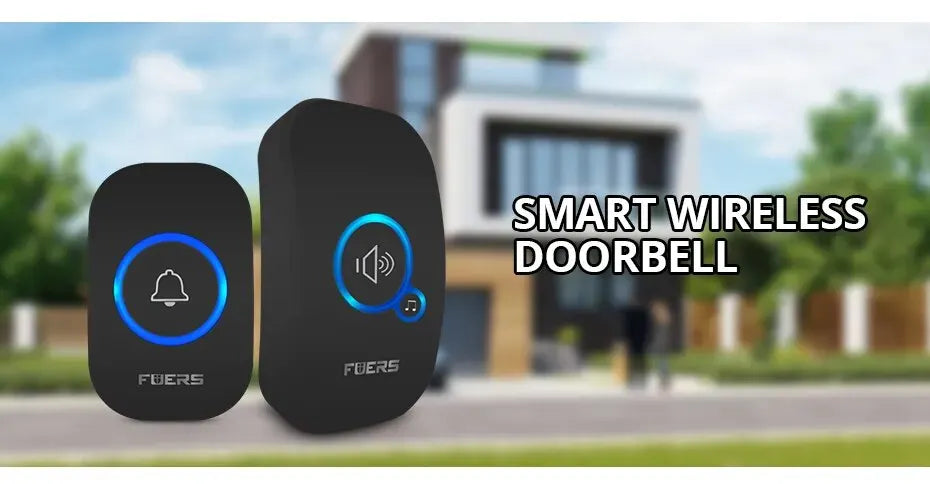 Fuers Wireless Doorbell 1000ft Range Loud Enough With 4 Volume Levels Door Welcome Chimes LED Flashing 2 Receivers & 2 Buttons