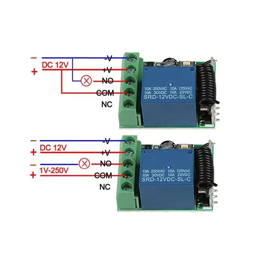 433 Mhz Universal Gate Remote Control Switch DC 12V 10A Relay Receiver Mini Module Remote Control for Gate LED Garage Door