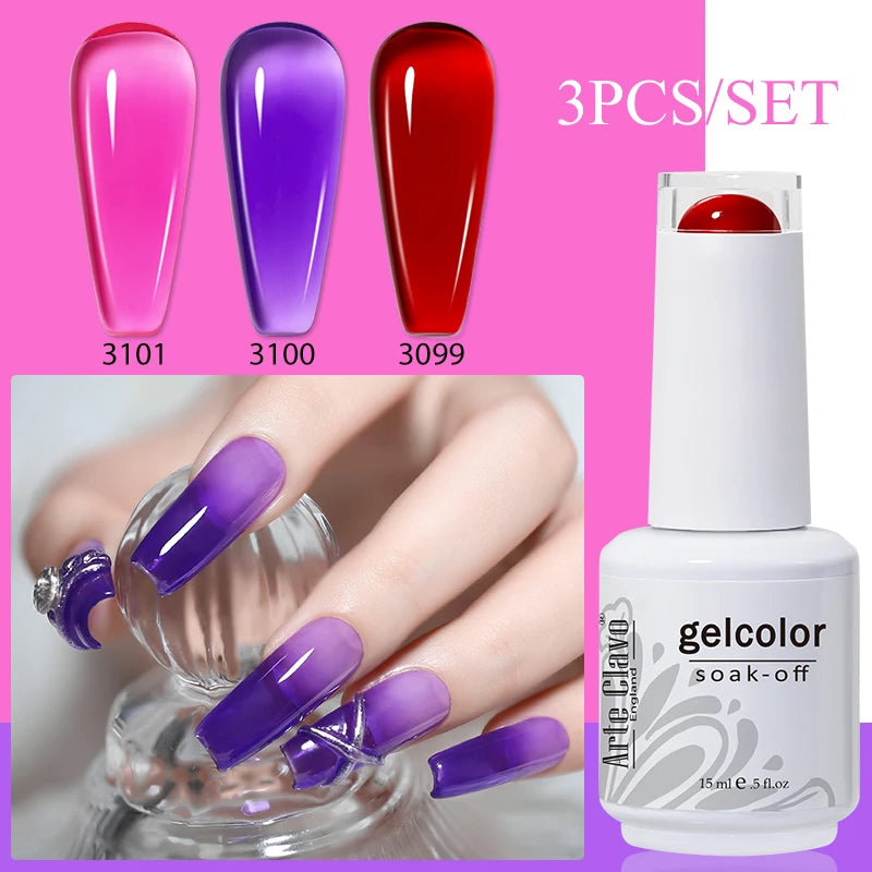 3PCS/Set Arte Clavo Gel Nail Polish Kit 15ml Nail Art UV LED Gel Set For Manicure Long Lasting Gel Polish Set Soak off Varnishes