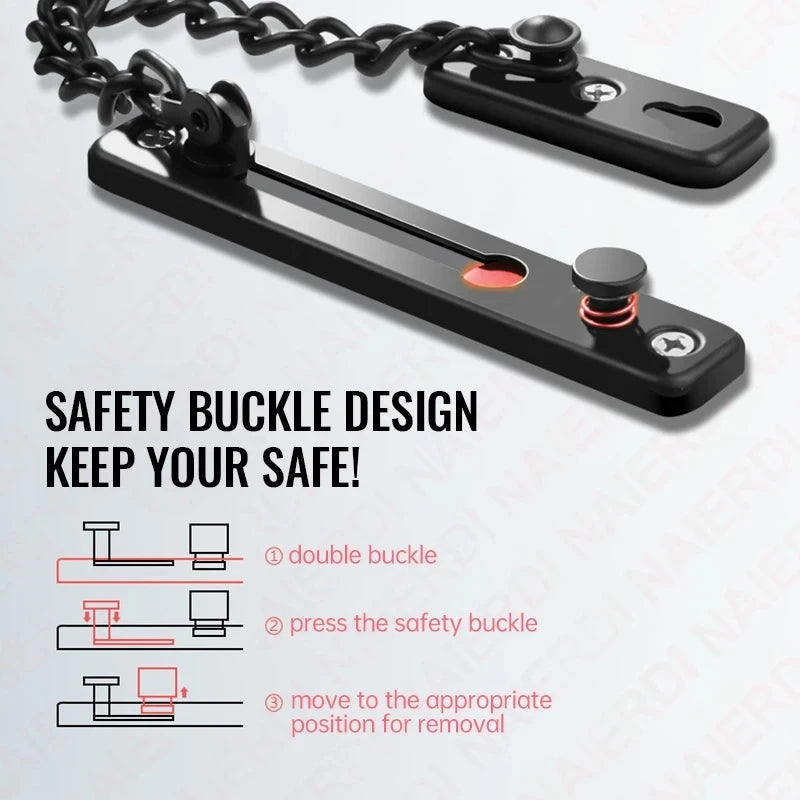 NAIERDI Security Door Sliding Chain Lock Safety Punch Free Stainless Steel Door Chain Lock Anti-theft Door Chain Latch Buckle
