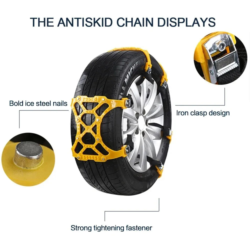 Car Snow Tire Chains Mud Tyre Wheels Thick Anti-Skid Belt For Car/SUV/Truck Portable Easy to Mount Emergency Traction Car