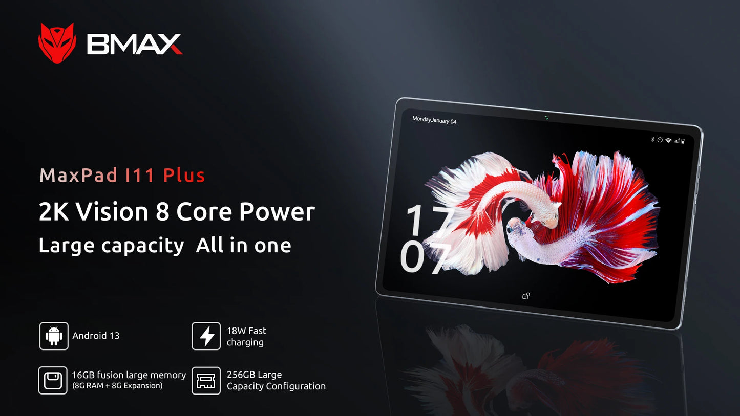 BMAX MaxPad I11 Plus 16GB RAM 256GB ROM 10.4 Inch Octa Core T606 Soc Android 13 Dual Wifi 4G Lte Phone Tablet Camera Bluetooth
