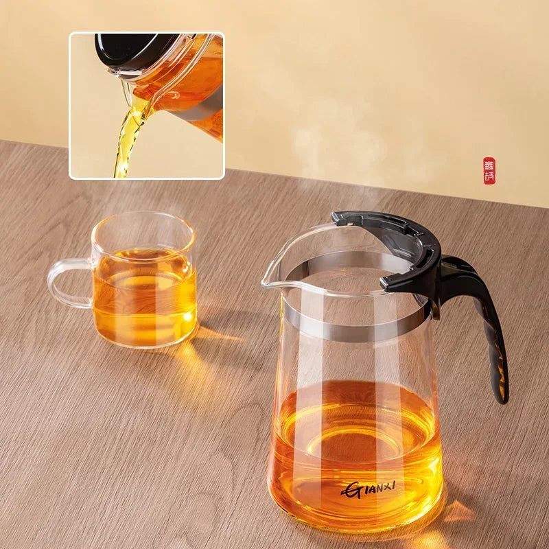 Teapot With Infuser Thickened Glass Heated Resistant Tea Pot One-button Filtering Tea Separation Kettle Tea Coffee Maker
