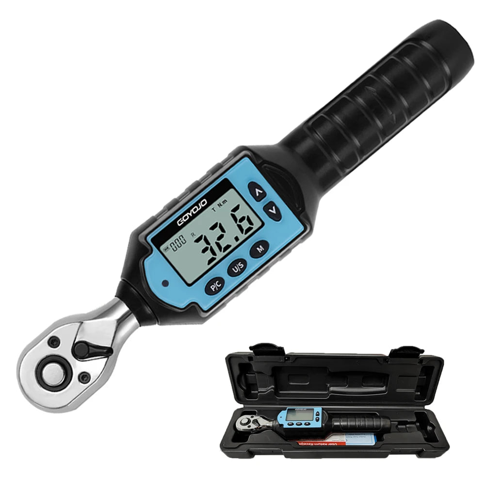 New Digital Preset Torque Wrench 1/2" 3/8" 1/4"  Bidirectional Ratchet Head Professional Adjustable Bicycle Repair Hand Tools