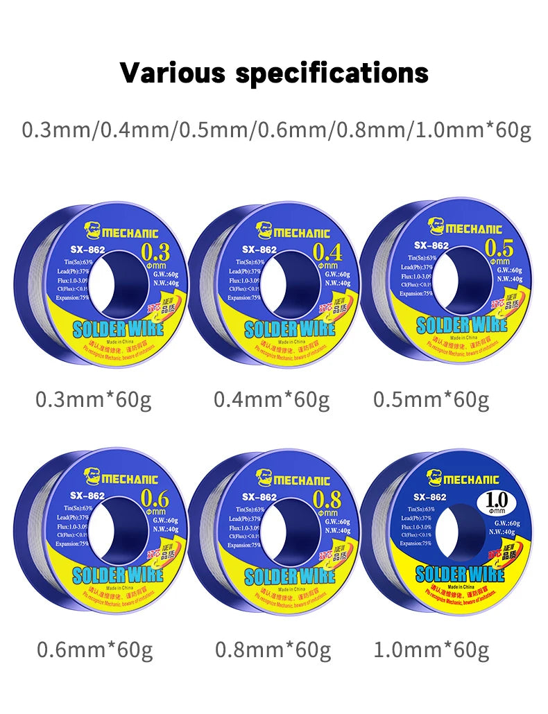 MECHANIC 60g flux SX-862 High temperature resistant for 0.3-1.8mm wire high purity environmental protection tin wire tools