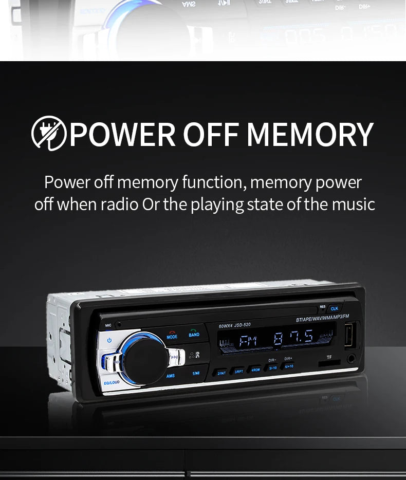 (Factory Direct Sales) Car Mp3 Player Stereo 60W*4 12v/24v Car Truck Usb/Tf/Fm/Aux Bluetooth Audio Radio