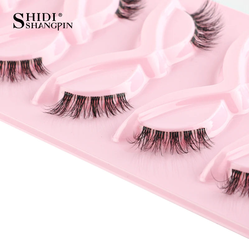 3/5 Pairs Cat Eye False Lashes Natural Short Fluffy Eyelashes Wispy Half False Eyelashes Eye End Extension Faux Mink Makeup