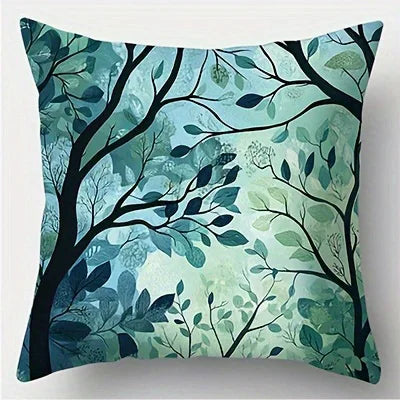 Home Decor Enchanting Green Tree Leaf Pillow Covers Pattern Cushion Cover Suitable for Sofa Bedroom Car Pillow Cover