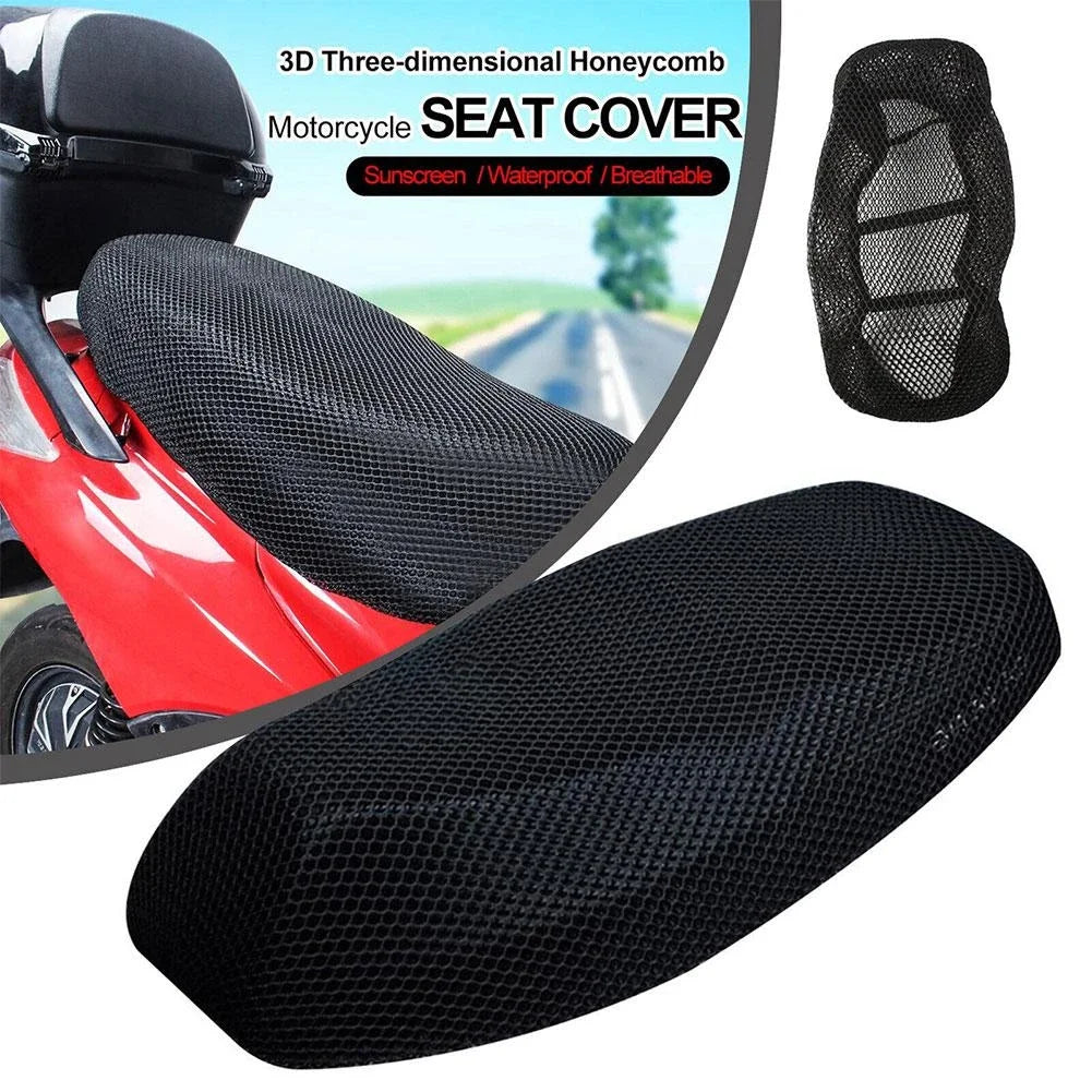 Motorcycle Electric Bike Breathable Seat Cover 3D Mesh Summer Heat Insulation Waterproof Pad Seat Cushion Honeycomb Mesh Cover