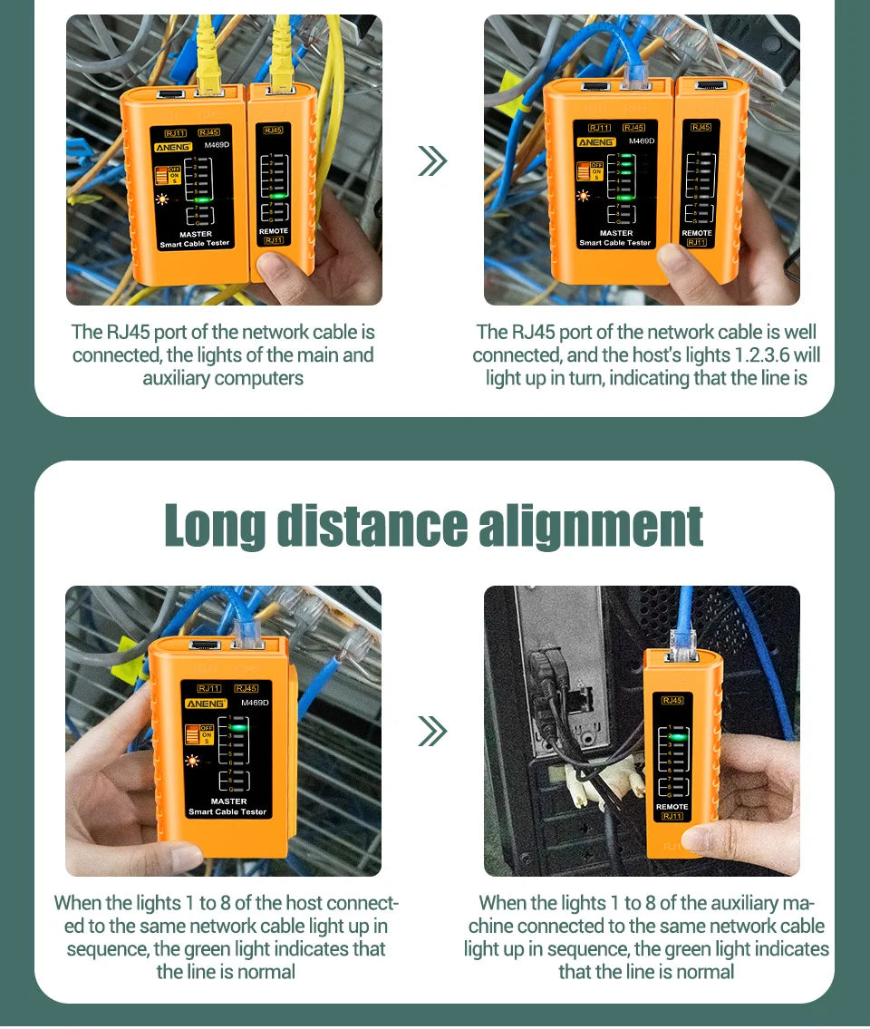 ANENG M469D Cable lan tester Network Cable Tester RJ45 RJ11 RJ12 CAT5 UTP LAN Cable Tester Networking Tool Network Repair