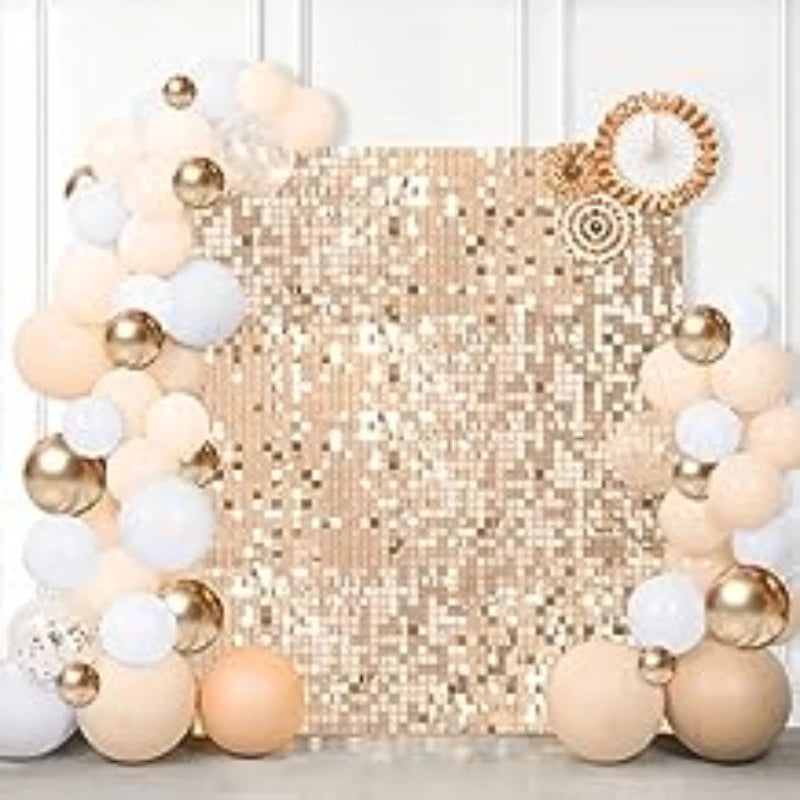 90x180cm Shimmer Wall Backdrop Matte Champagne Gold Sequin Shimer Wall Panels for Birthday Party Wedding Marriage Decorations