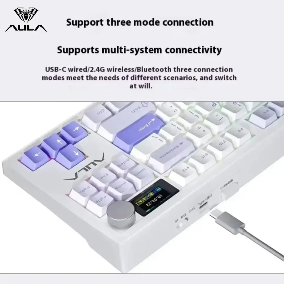 AULA S87Pro Gaming Mechanical Keyboard Wireless Bluetooth Keyboard Tri-mode RGB Hot Swappable Customized Games Accessories
