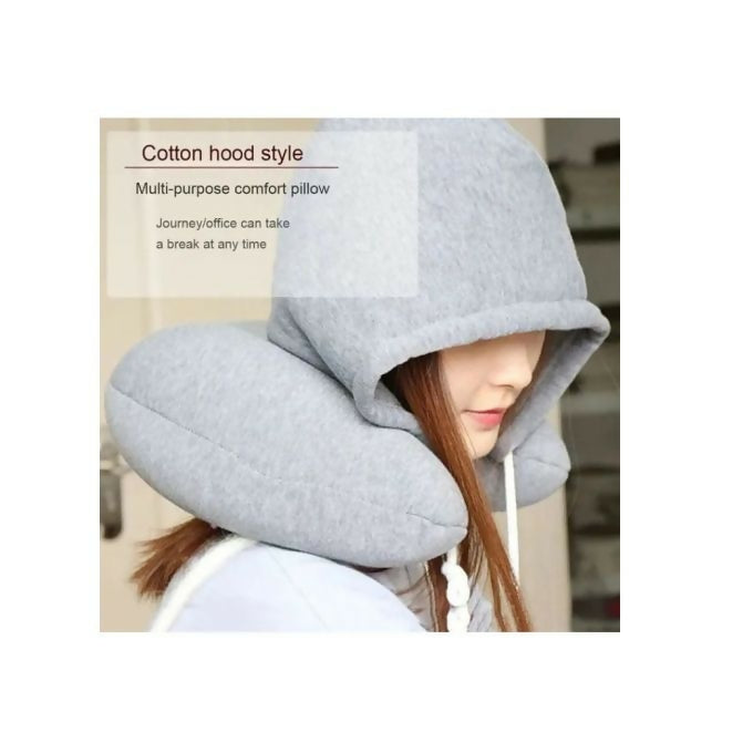 Trave neck pillow with hoodie