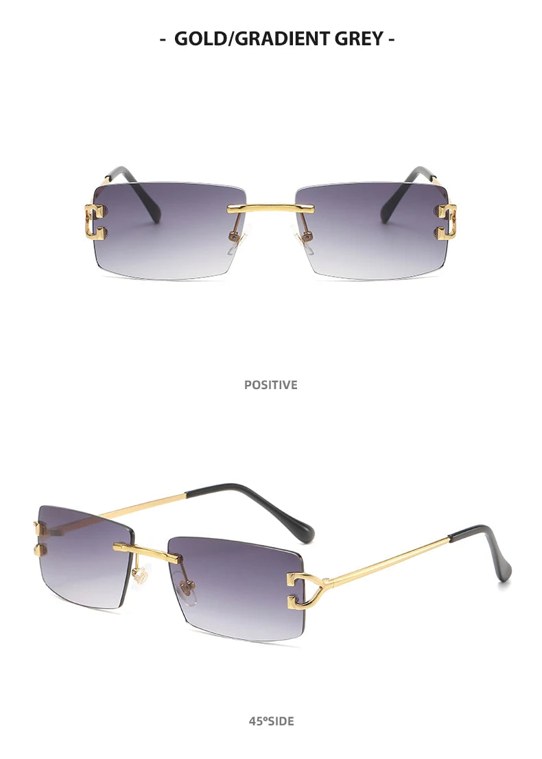 Square rimless sunglasses women Europe and the United States fashion modern glasses with street shot fashionable sunglasses