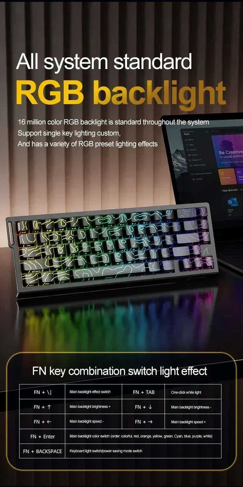 ATTACK SHARK X68HE Keyboard Magnetic Mechanical Gaming Wired Keyboard RGB 0.01mm Rapid Trigg 8000Hz SOCD/Rs 0.125ms 128K Rate
