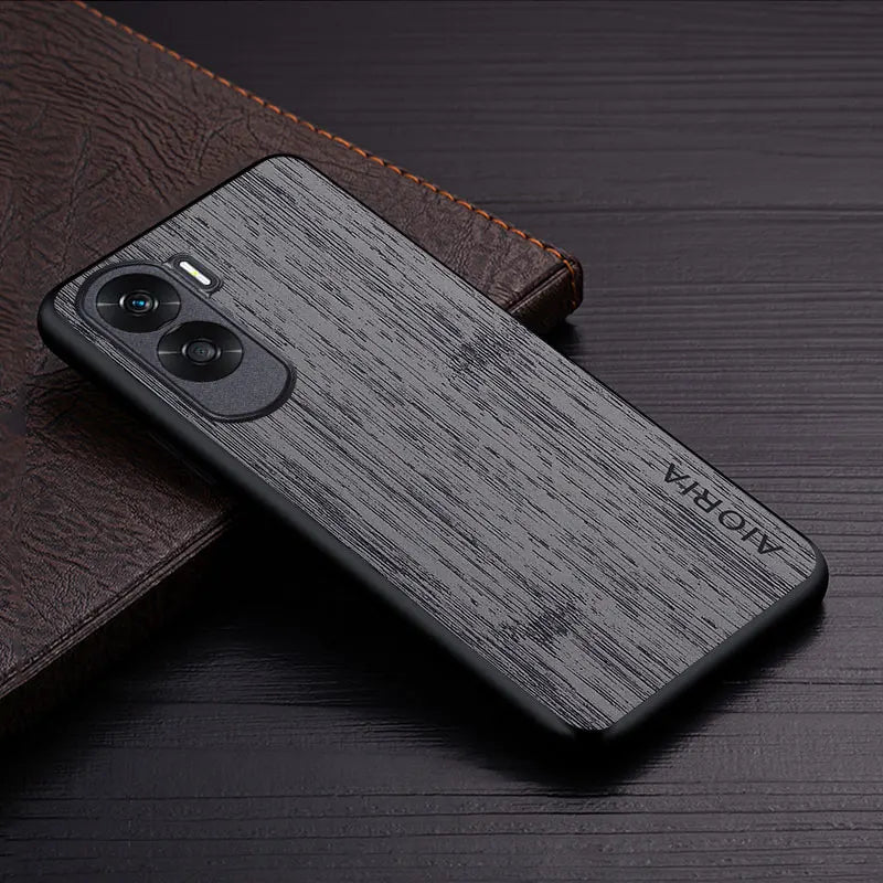 Case for Honor 90 90 Lite funda bamboo wood pattern Leather phone cover Luxury coque for Honor 90 Lite case capa
