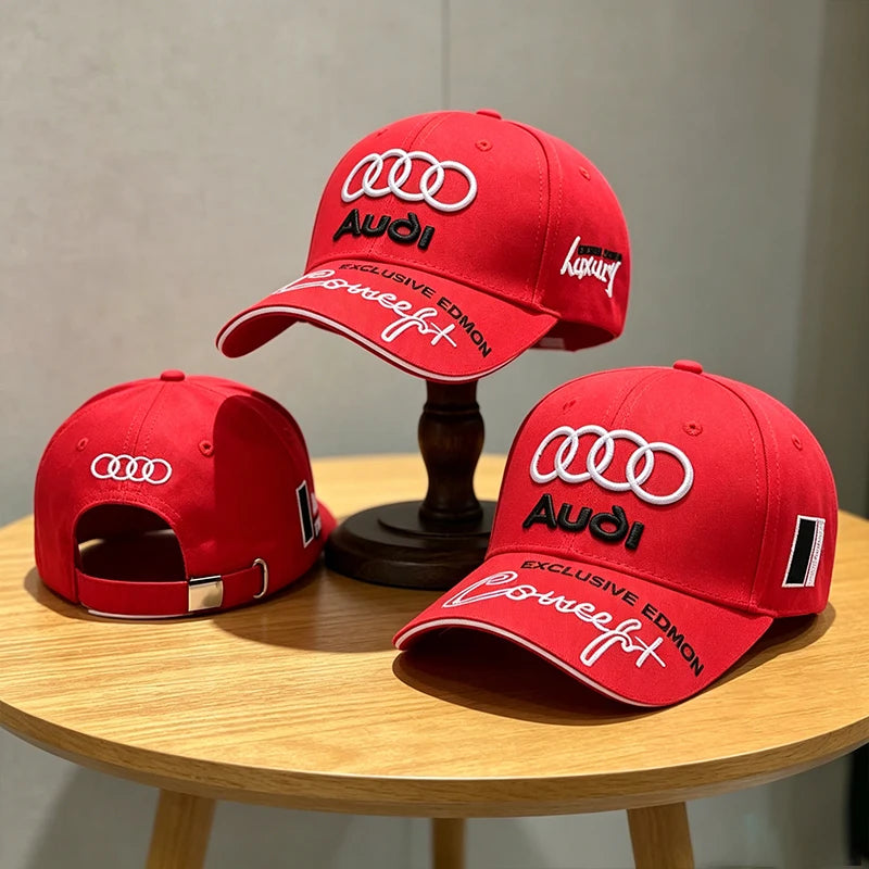 Car Embroidery Hat  For Audi SLine A4 B8 A3 A5 A6 C5 A1 A7 A8 Q5Q7 RS3 RS4 RS5 TT Outdoor Adjustable Casual Baseball Cap Sticker