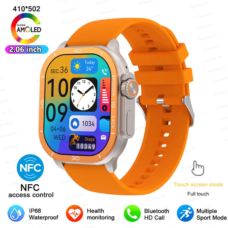 2025 New 49mm Smart Watch Men Women NFC Smartwatch BT Call Waterproof Wireless Charging AMOLED Screen Watch Ultra2 For Apple IOS