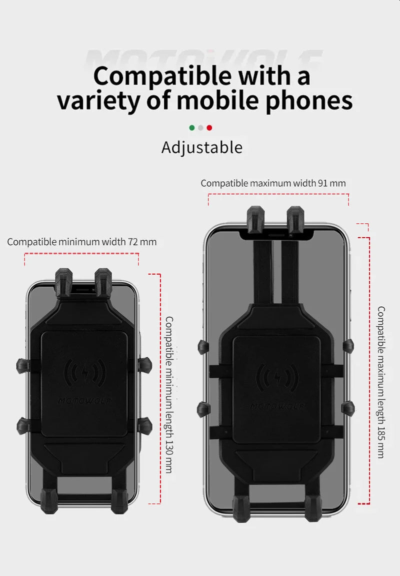 Motorcycle Wireless Charging Phone Holder Cradle 3.0 Quick Charger GPS Moto Support Cellphone Handlebar Mount for 4-7 inch Phone