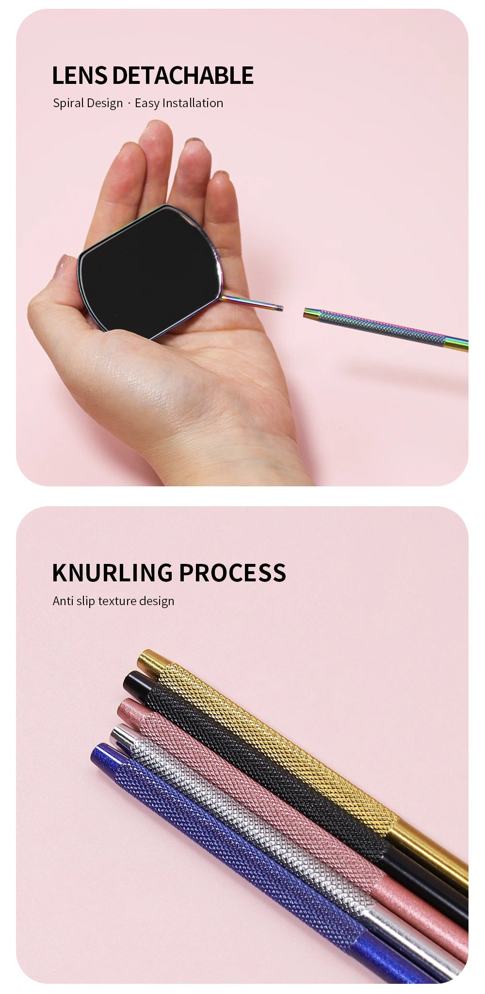 Multifunction Eyelash Mirror Magnifying Beauty Long Handle Mirror For Checking False Eyelashes Extension Grafting Makeup Tools