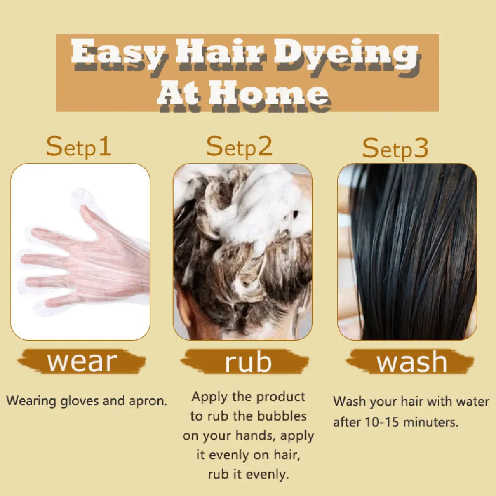 500ml 3 In 1 Hair Color Shampoo Black Hair Dye Covering White Hair Shampoo Black Plant Hair Dye Fast Hair Dye Cream Styling DIY