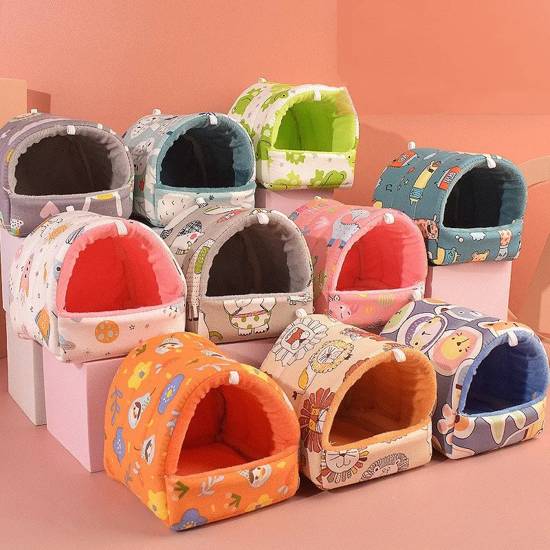Soft Hamster House Rabbit Rodent Guinea Pig Rat Cage Nest Small Animal Sleeping Bed Winter Warm Cotton Mat Accessories Hedgehog