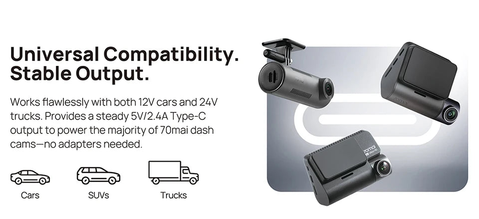 70mai Dash Cam Hardwire Kit OBD-II &  Adjustable Hardwire Kit UP06 for Car DVR Type-C Interface Plug-and-Play Parking Model