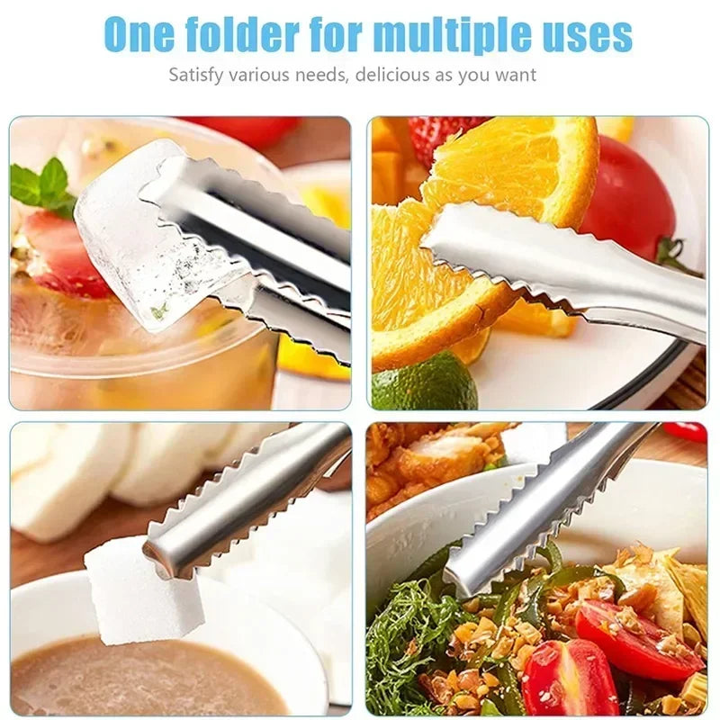 Stainless Steel Ice Tongs Bread Cake Clamps Salad Coffee Sugar Cubes Clips for Restaurant Bar Party Serving Tongs Kitchen Tools
