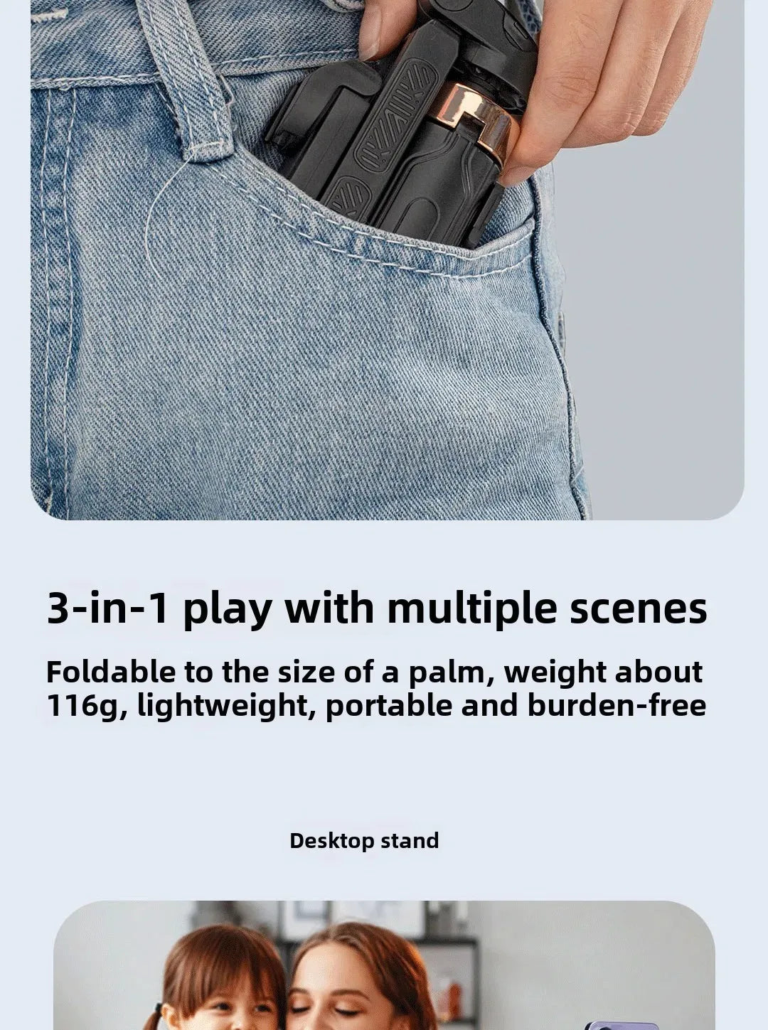 Super Mini Selfie Stick Portable Phone Holder Shooting Aid Versatile Integrated Design Bluetooth Remote For Live Broadcas