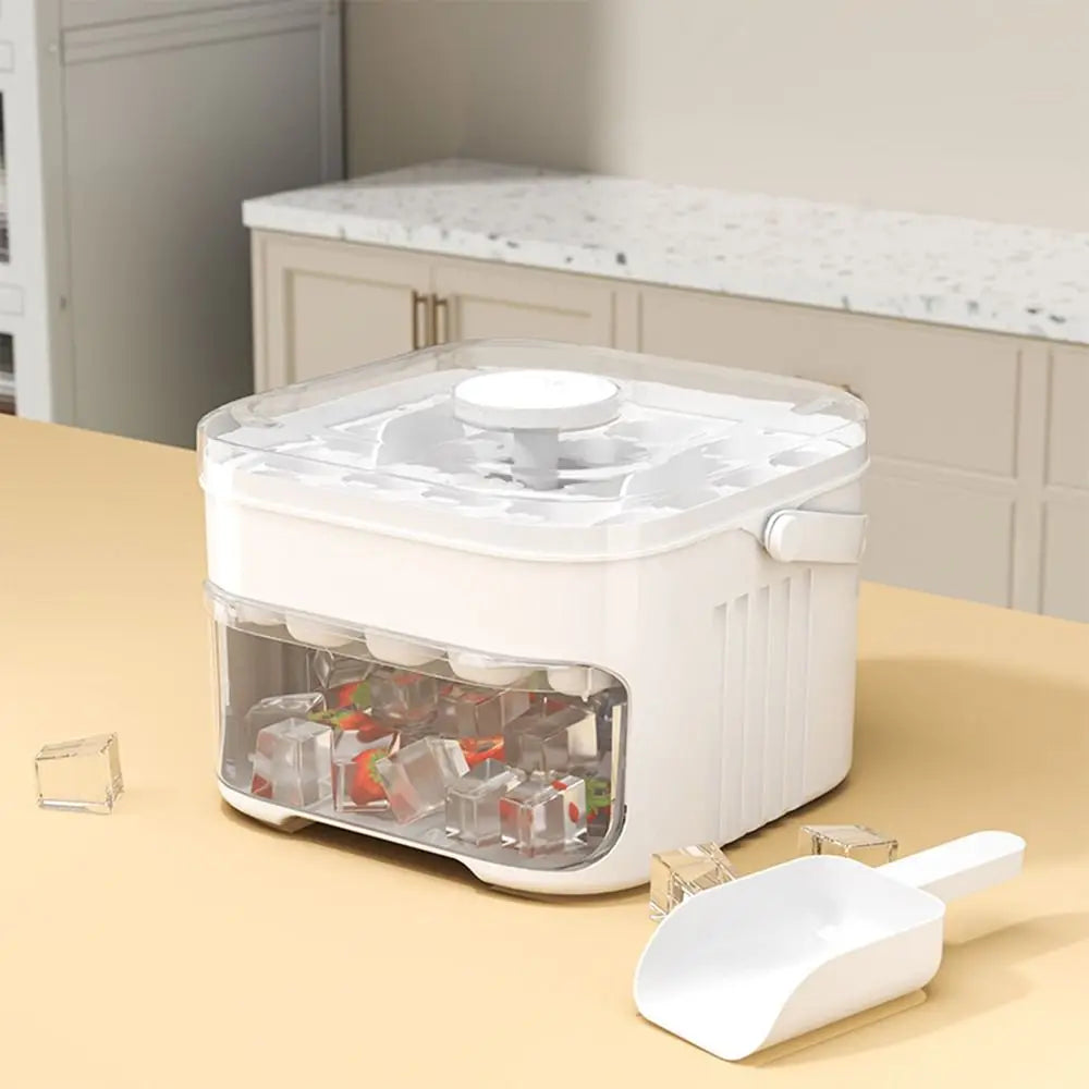 50-cube Ice Machine Large-capacity Double-layer Ice Cube Machine with Easy-to-press Lid Reusable Food Grade Ice Cube Mold