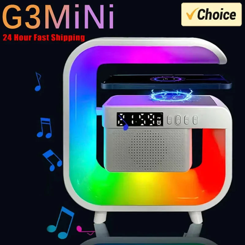 Multifunction Wireless Charger Stand Bluetooth 5.0 Speaker FM TF RGB Night Light Fast Charging Station for iPhone Samsung Xiaomi