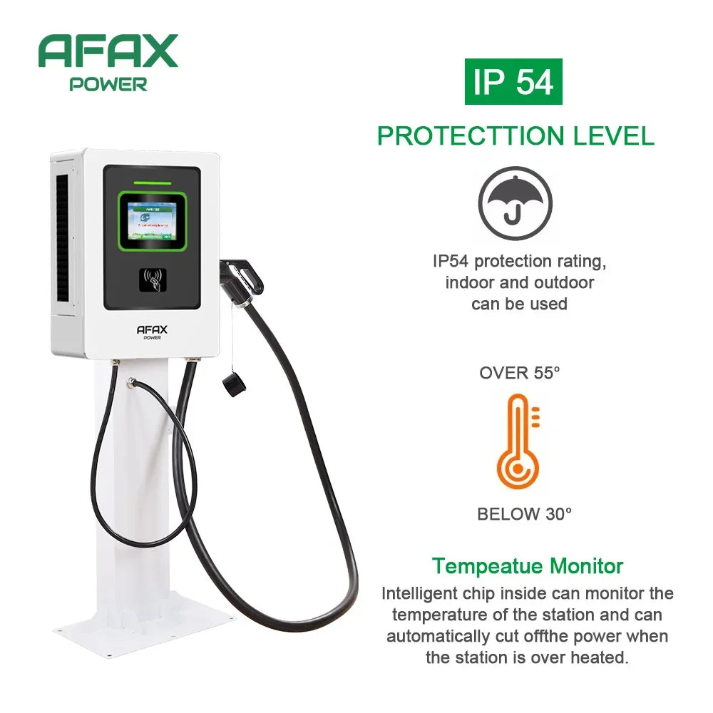 AFAX POWER CCS2 3phase 40KW EV Wall-mounted charging Station With LCD Touch Screen Display