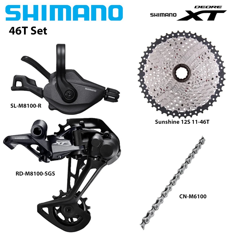 SHIMANO DEORE XT M8100 1X12 Speed Groupset Rear Derailleur SGS Right Shifter Lever SUNSHINE HG Type Cassette CN-M6100 Bike Parts