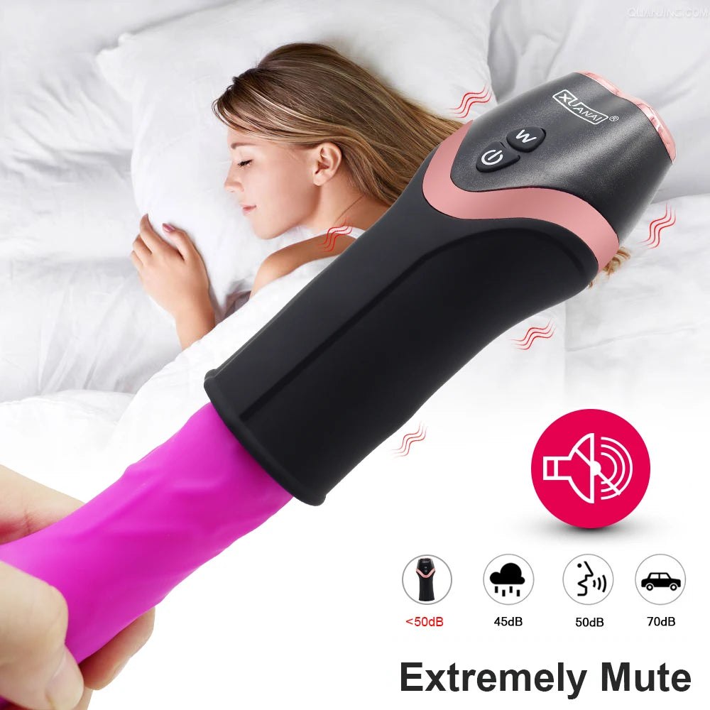 Male Sexy Penis Pump Vibrator Penis Delay 12 Speed Male Masturbator Trainer Automatic Glans Stimulation Exercise Oral Sex Toy