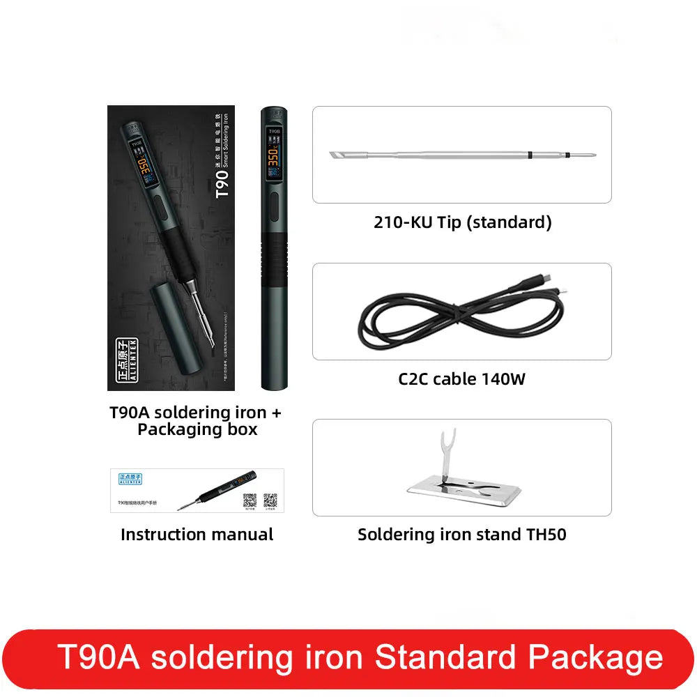 ALlENTEK T90 Soldering Iron PD3.1 140W Adjustable Temperature 80-450°C Precision Welding Solder Kit with T245 and T210 Welding T