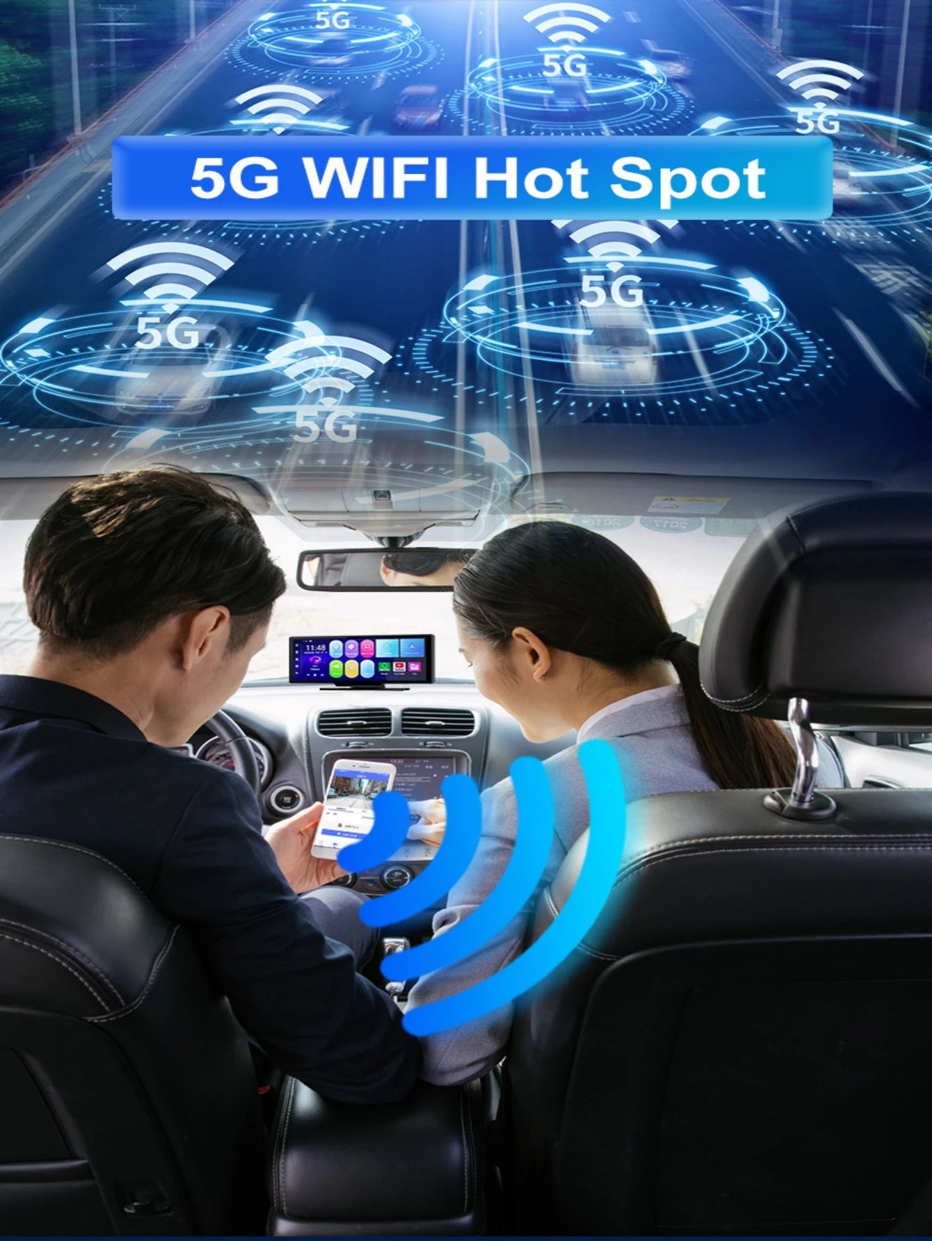 10.26 Inch WIFI Dash Cam Android 13  4+64G 8 Core  WiFi GPS Navigation Car DVR ADAS APP  FM BT Carpaly & Android Auto