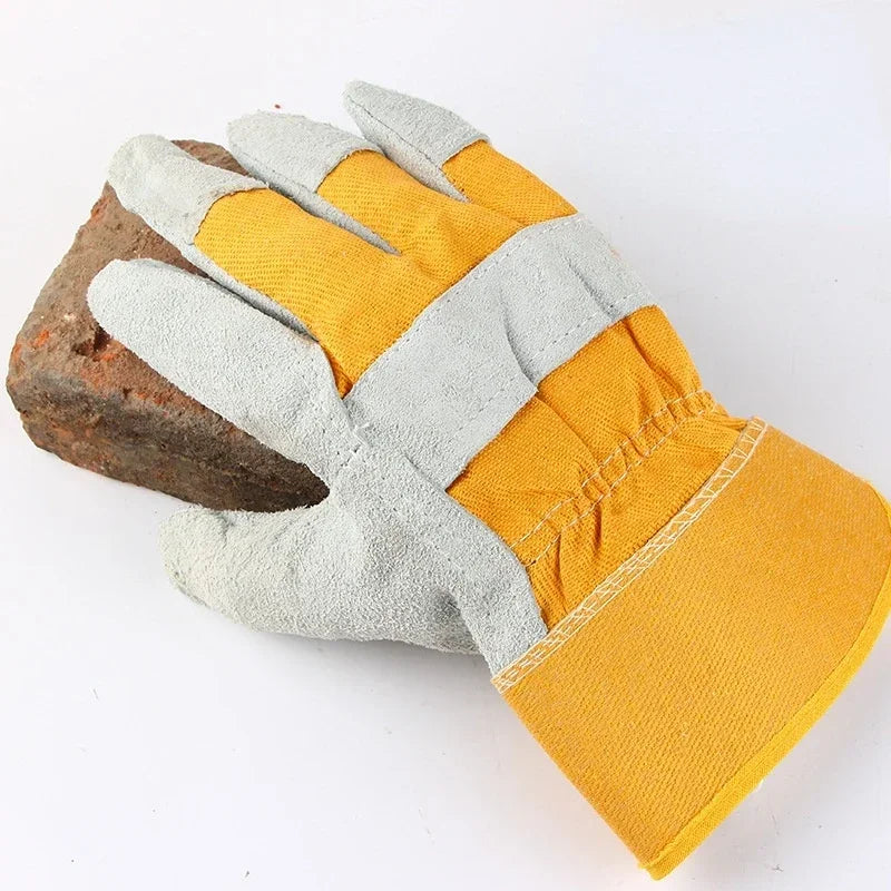 Cowhide Split Leather Work Gloves Welding Hunting Driving Farm Garden Security Protection Heavy Duty Truck Driving Gloves