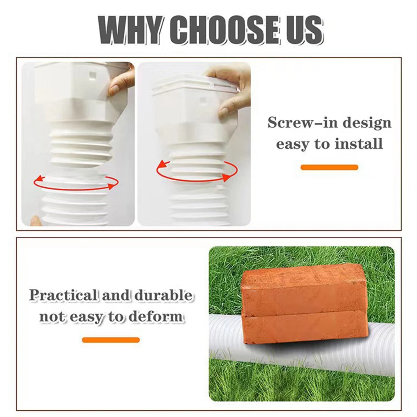 Rain Gutter Downspout Extensions Flexible Drain Downspout Extender Connector with 3x4in and 2x3in Connectors Screws for Included