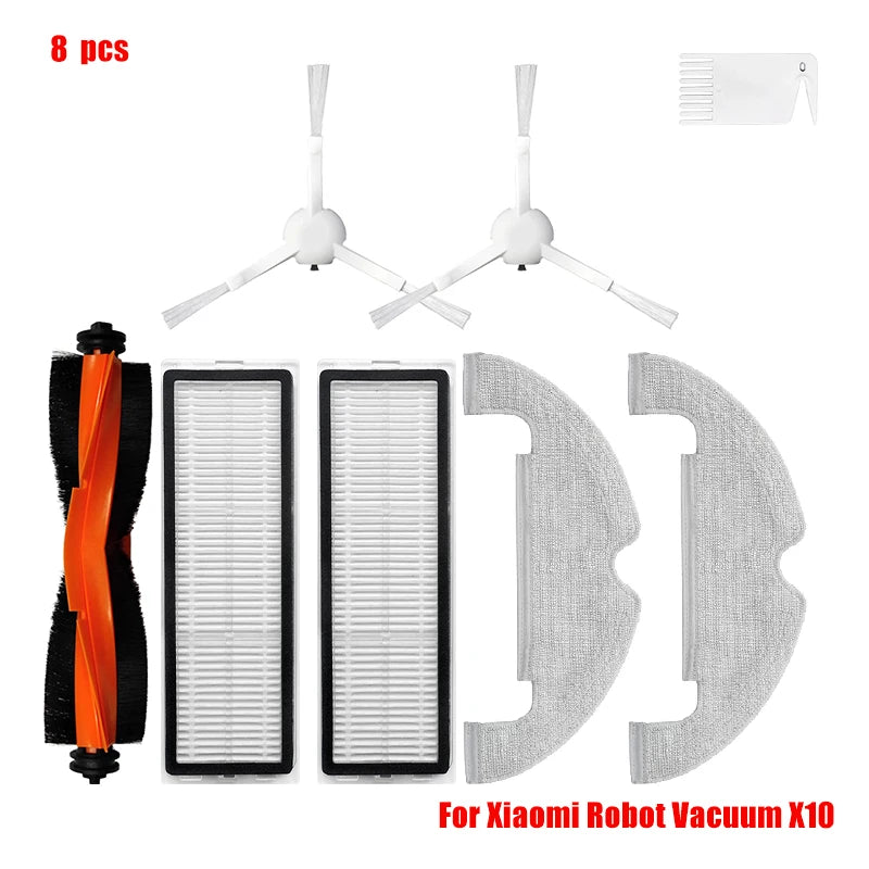 For Xiaomi Robot Vacuum X10 Robot Vacuum Cleaner Parts Replacement Main Side Brush Hepa Filter Mop Cloth Dust Bag Accessories