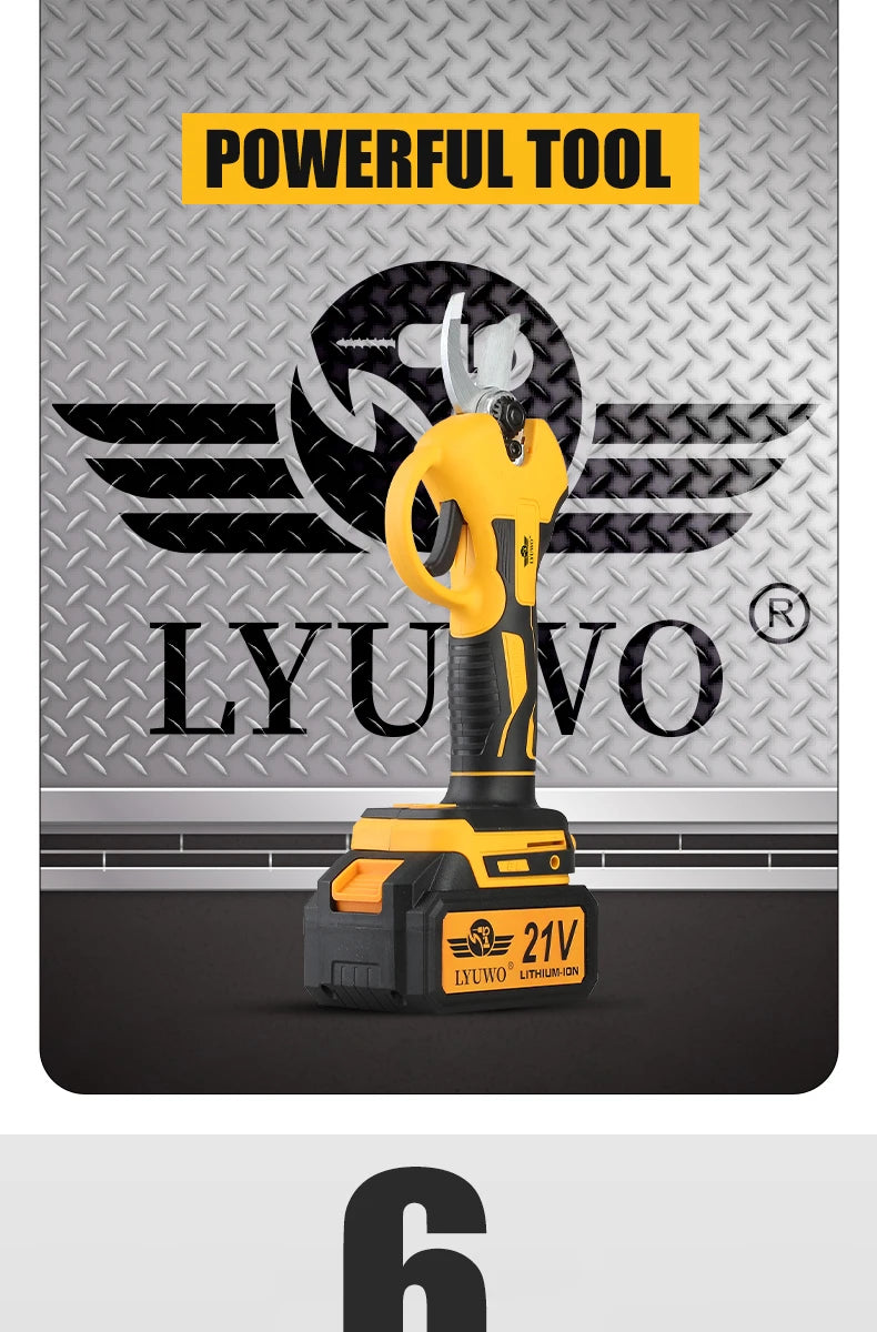 LYUWO Rechargeable Wireless Pruning Scissors, Fruit Tree Potted Pruning Electric Tool, 20V brushless, 30mm