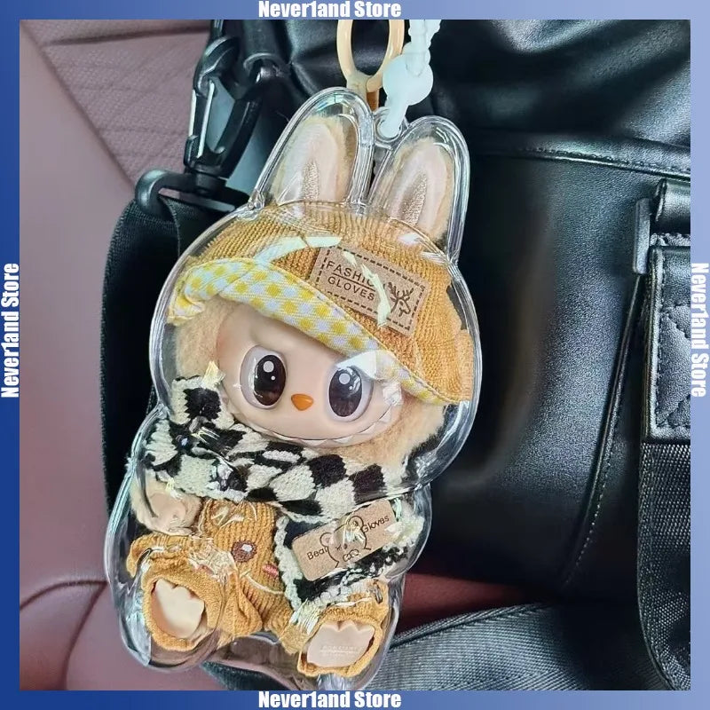 Labubu Transparent Protective Cover Stuffed Toys Cover Labubu I II Doll Display Bag Mini Portable Storage Box
