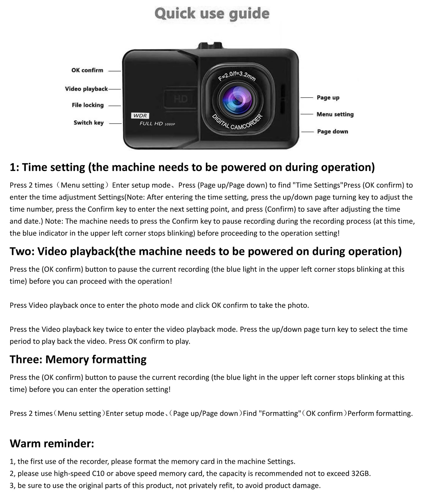 Hd Tachograph Is Suitable for Automatic Cycle Recording of Vehicle DVR of Various Models
